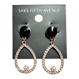 Saks Fifth Avenue Gold Teardrop Crystal & Pearl Drop Earrings